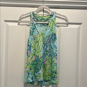 Lilly Pulitzer Blue Green Graphic Sleeveless Tank Top